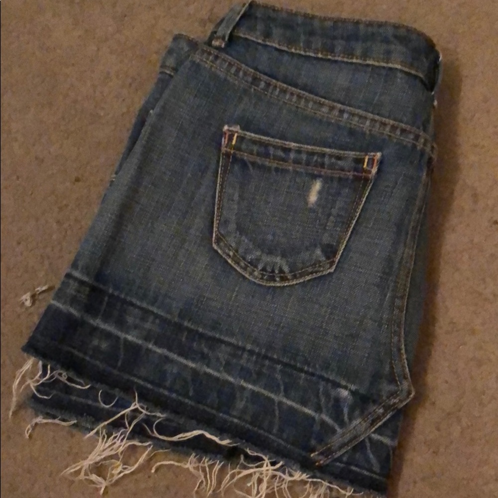 Mossimo Supply Co. Distressed/Fringed Mini Skirt